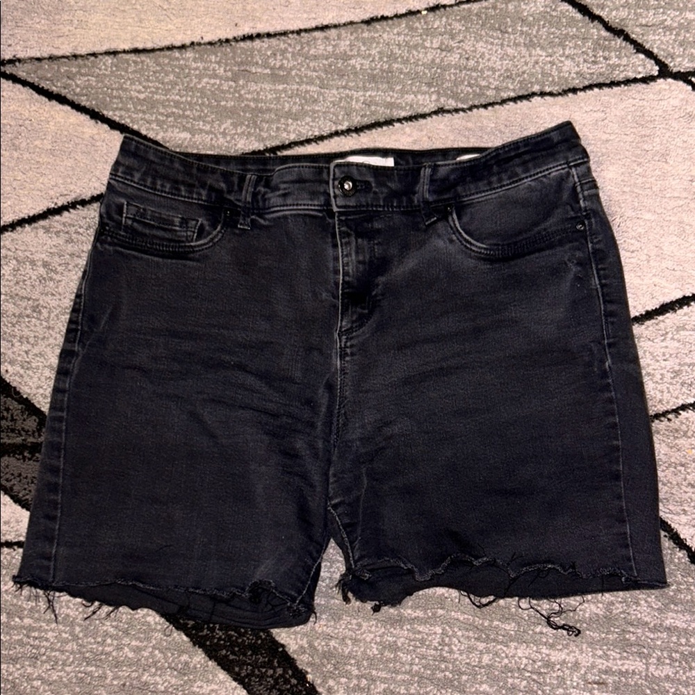 Jessica Simpson Black Jean Shorts with Distressed Hem